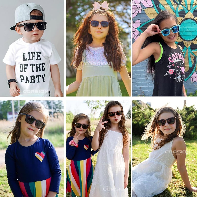 COASION Polarized Kids Sunglasses UV 400 Protection for Girls Boys Classic Retro Style Toddler Shades Age 3-12 - Image 2